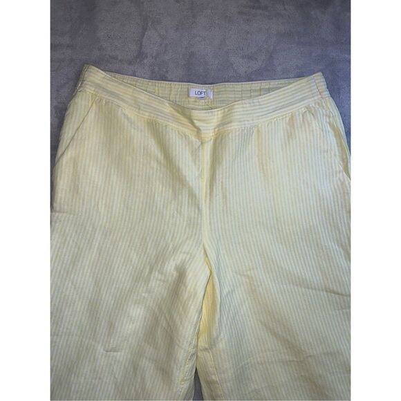 New women’s Yellow Striped Linen Wide Leg Pants LARGE - Picture 2 of 8